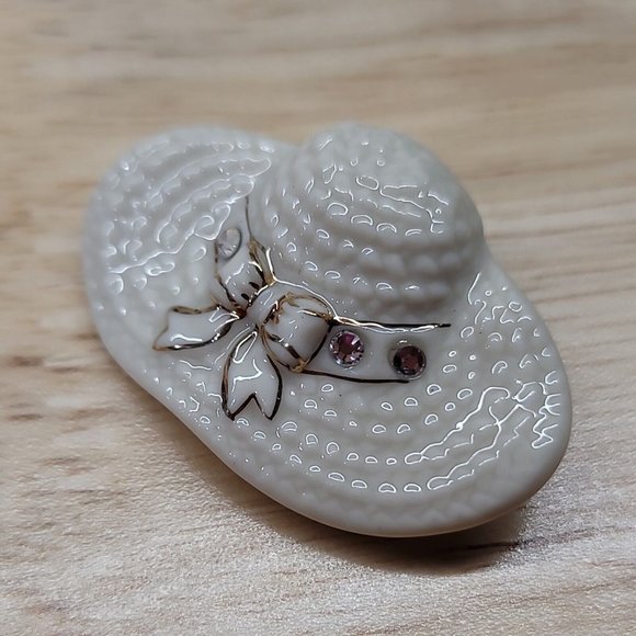 LENOX Ivory Fine China Handcrafted Bonnet Gold Trim Brooch Pin ***HAT ONLY*** - Picture 7 of 10